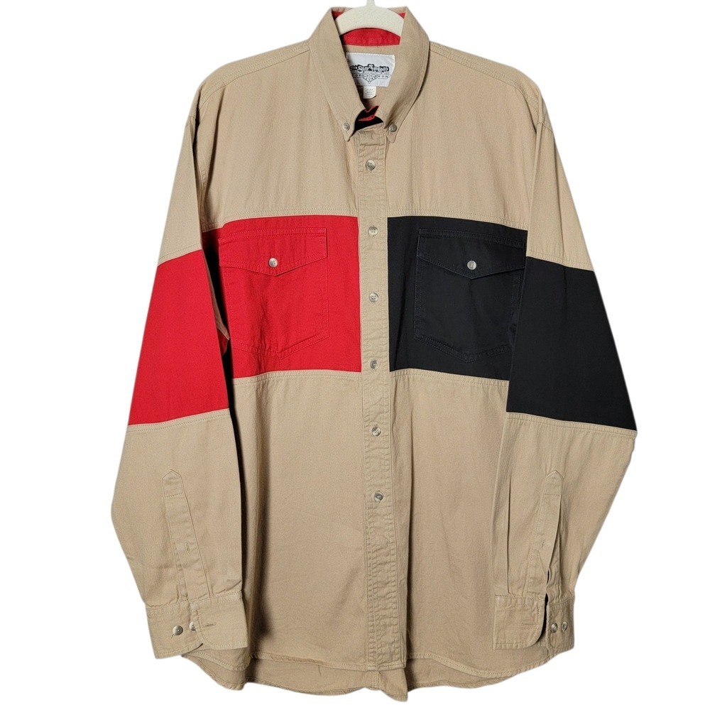 VTG San Angelo Texas Collection Mens Colorblock Western Long Sleeve Shirt Large